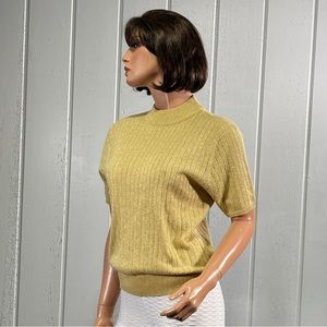 *Sag Harbor Women's Metallic Gold Ribbed Knit Short Sleeve Top Size M